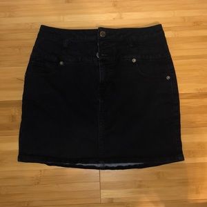Black denim skirt